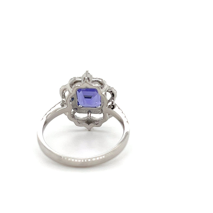 14K White Gold Tanzanite Ring with 1.66 Carat Octagon-Cut Gemstone (PJC34194R)