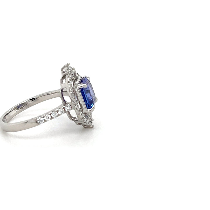 14K White Gold Tanzanite Ring with 1.66 Carat Octagon-Cut Gemstone (PJC34194R) - 14K White Gold Tanzanite Ring with 1.66 Carat Octagon-Cut Gemstone (PJC34194R)