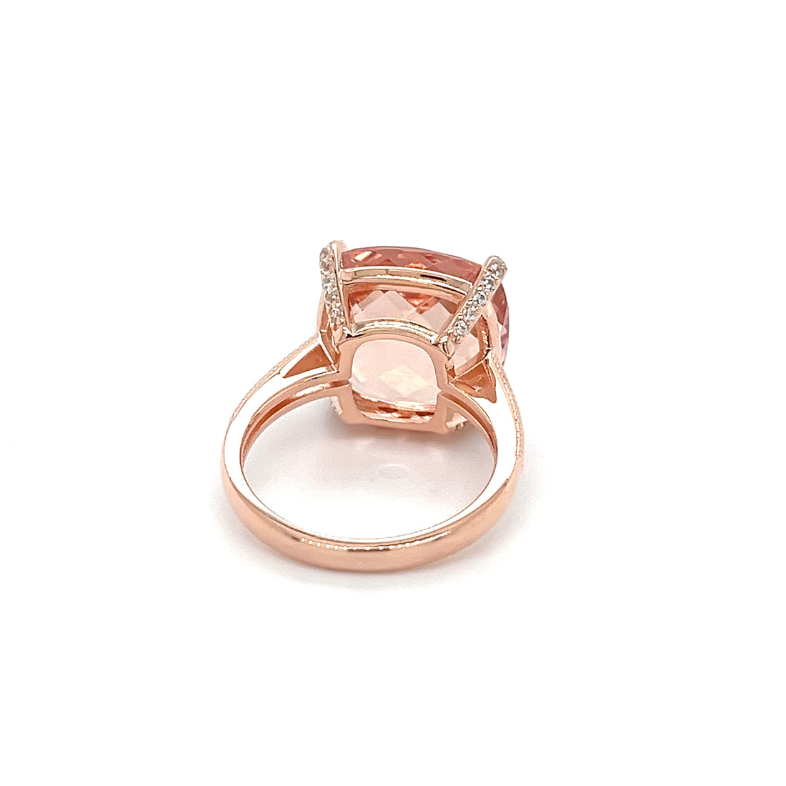 14x14mm Cushion Pink Morganite Ring in 18K Rose Gold (PJC34200R)