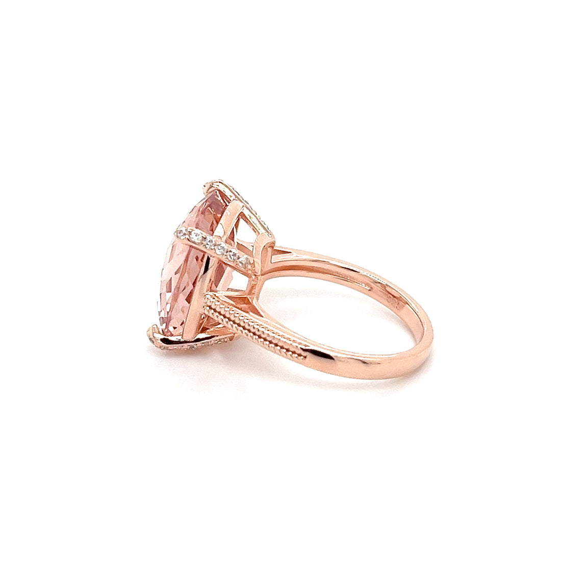 14x14mm Cushion Pink Morganite Ring in 18K Rose Gold (PJC34200R)