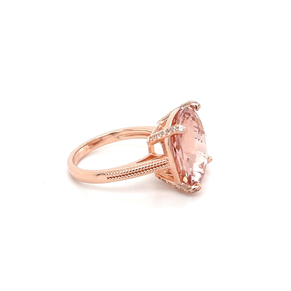 14x14mm Cushion Pink Morganite Ring in 18K Rose Gold (PJC34200R)