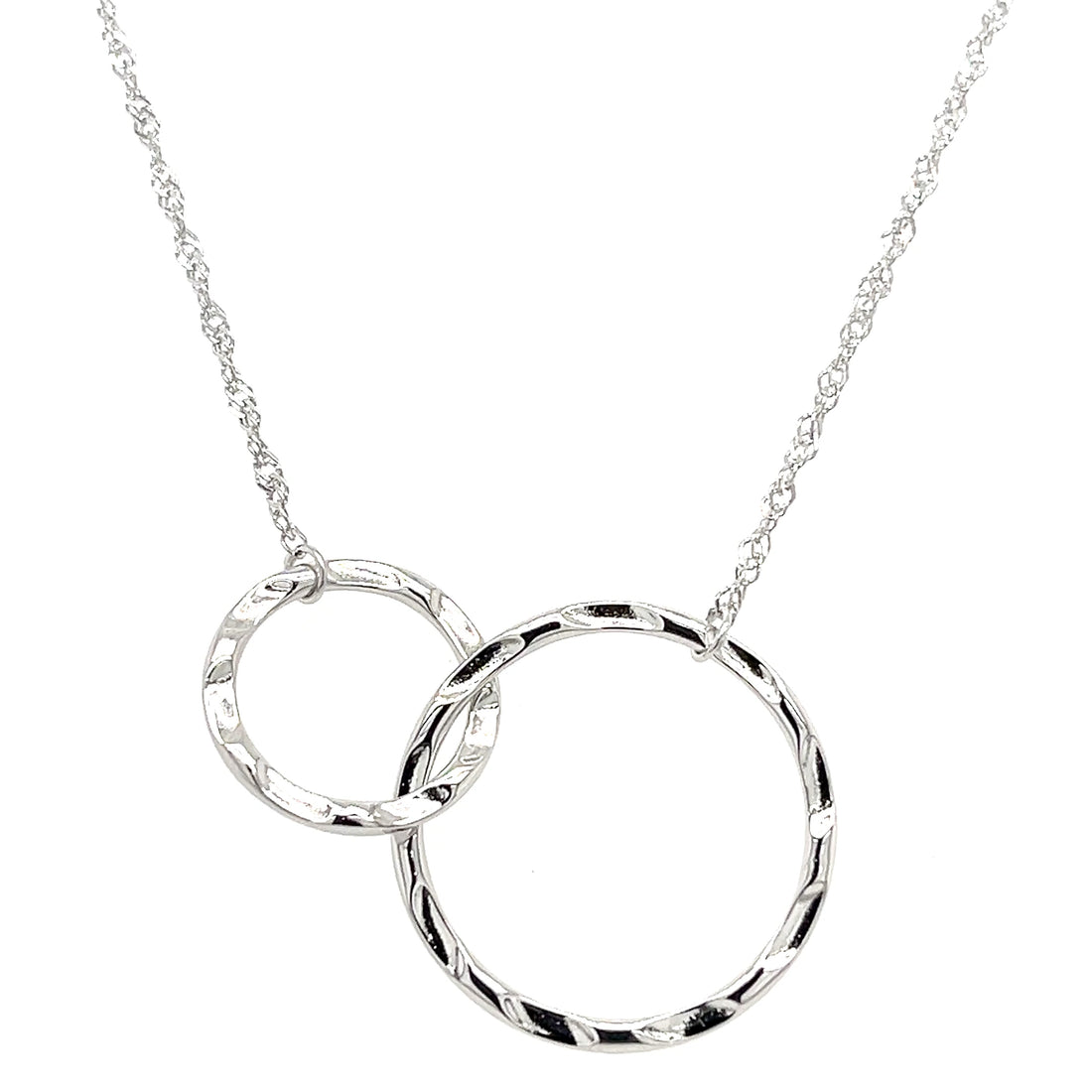 925 Sterling Silver Interlocking Circle Necklace – 18'' Minimalist Jewelry for Women (PJC34457N-A)