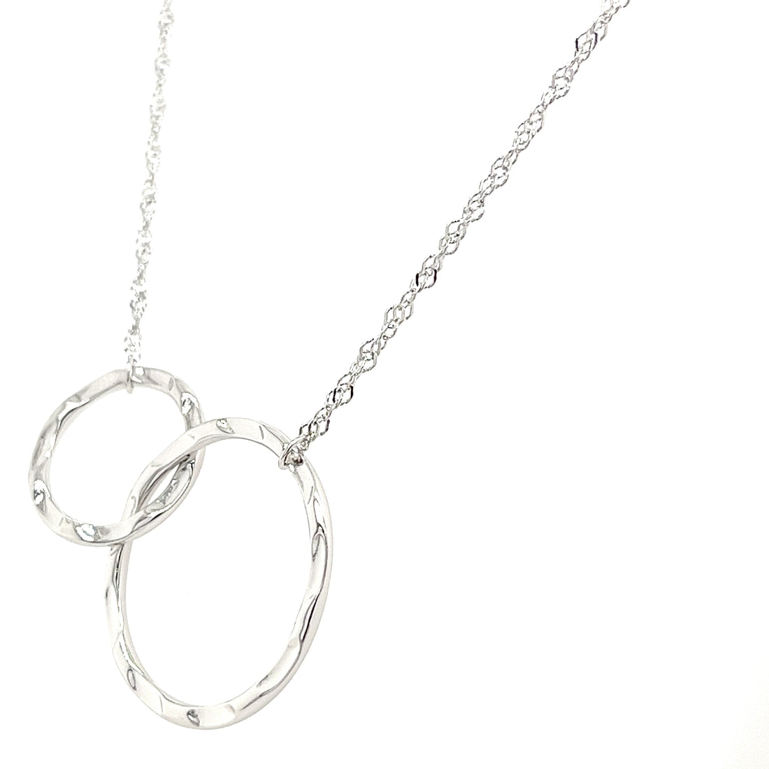 925 Sterling Silver Interlocking Circle Necklace – 18'' Minimalist Jewelry for Women (PJC34457N-A)