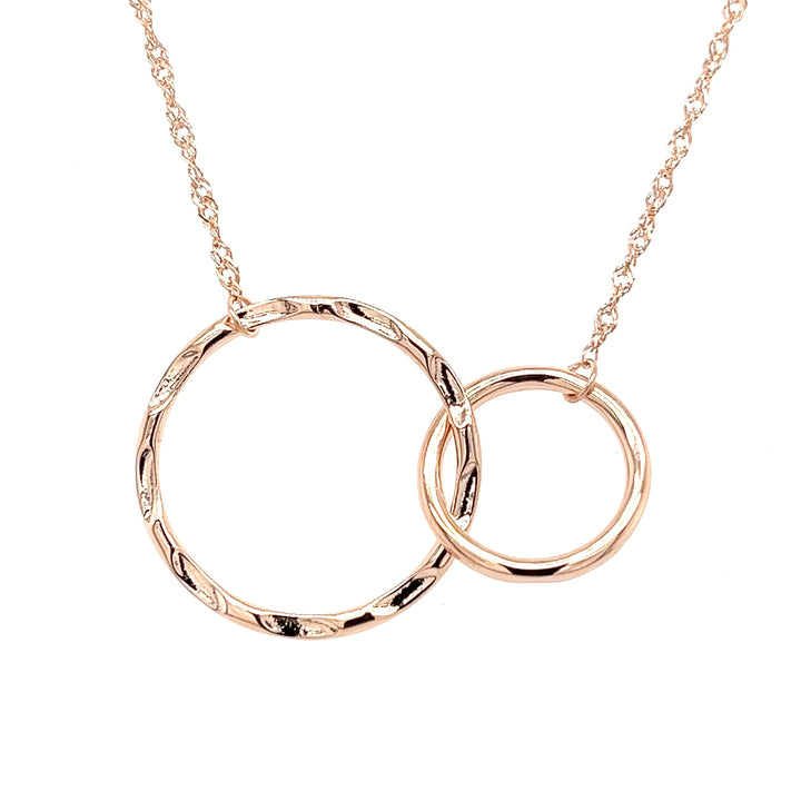 Eternity Circle Charm Necklace – 18" Double Circle Gold Pendant, Sterling Silver, Minimalist Layering Necklace (PJC34457N ) - Eternity Circle Charm Necklace – 18