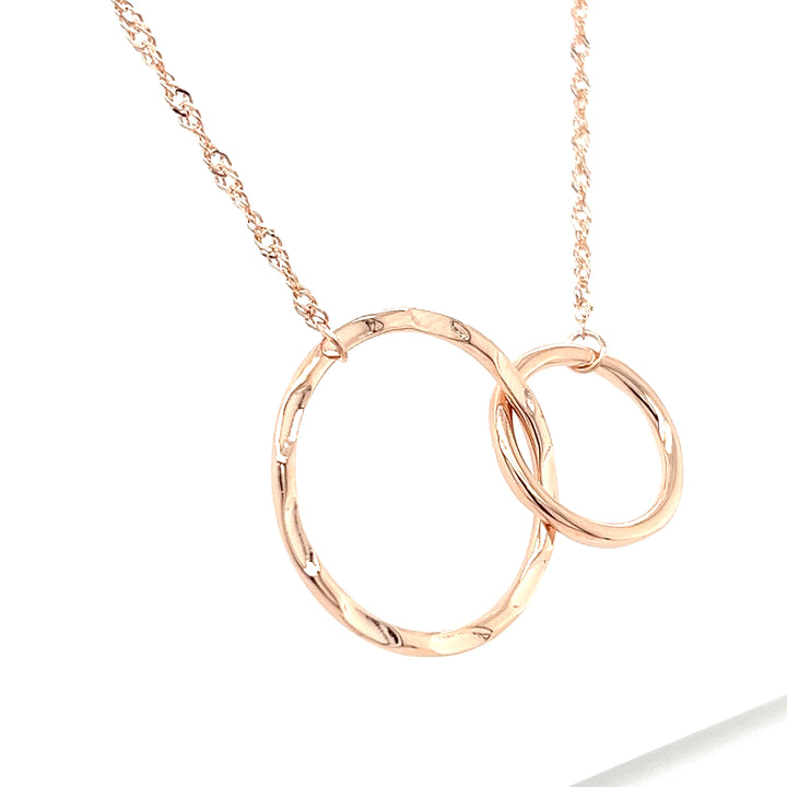 Eternity Circle Charm Necklace – 18" Double Circle Gold Pendant, Sterling Silver, Minimalist Layering Necklace (PJC34457N )