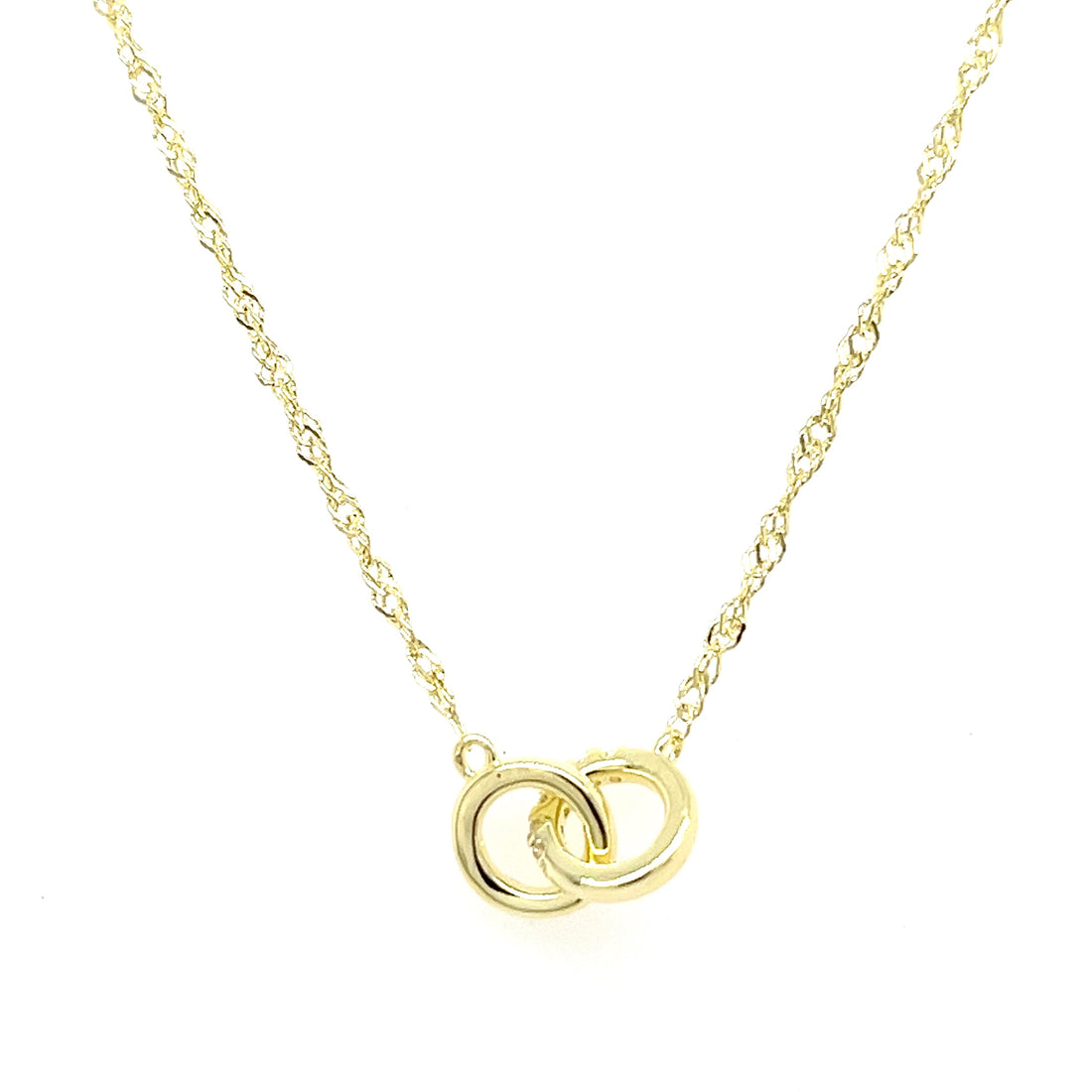 2 Interlocking Circle Necklace – 925 Sterling Silver, Gold Plated, Minimalist Layering Jewelry for Women (PJC34458N-B)