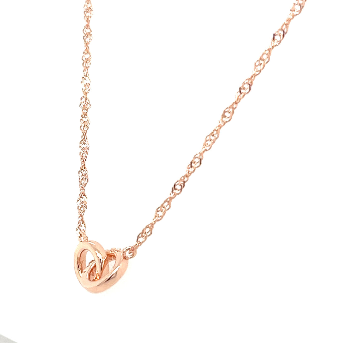 Double Circle Necklace – 18" Sterling Silver & Rose Gold Pendant, Minimalist Layering Jewelry (PJC34458N)