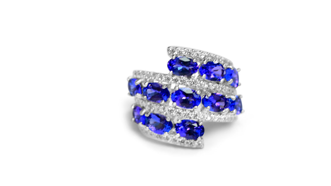 11 Oval Tanzanite Ring - 0.305ctw - 925 Sterling Silver (PJC6162R)