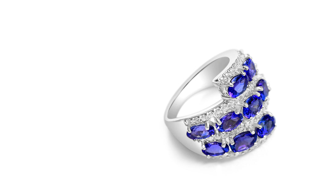 11 Oval Tanzanite Ring - 0.305ctw - 925 Sterling Silver (PJC6162R)