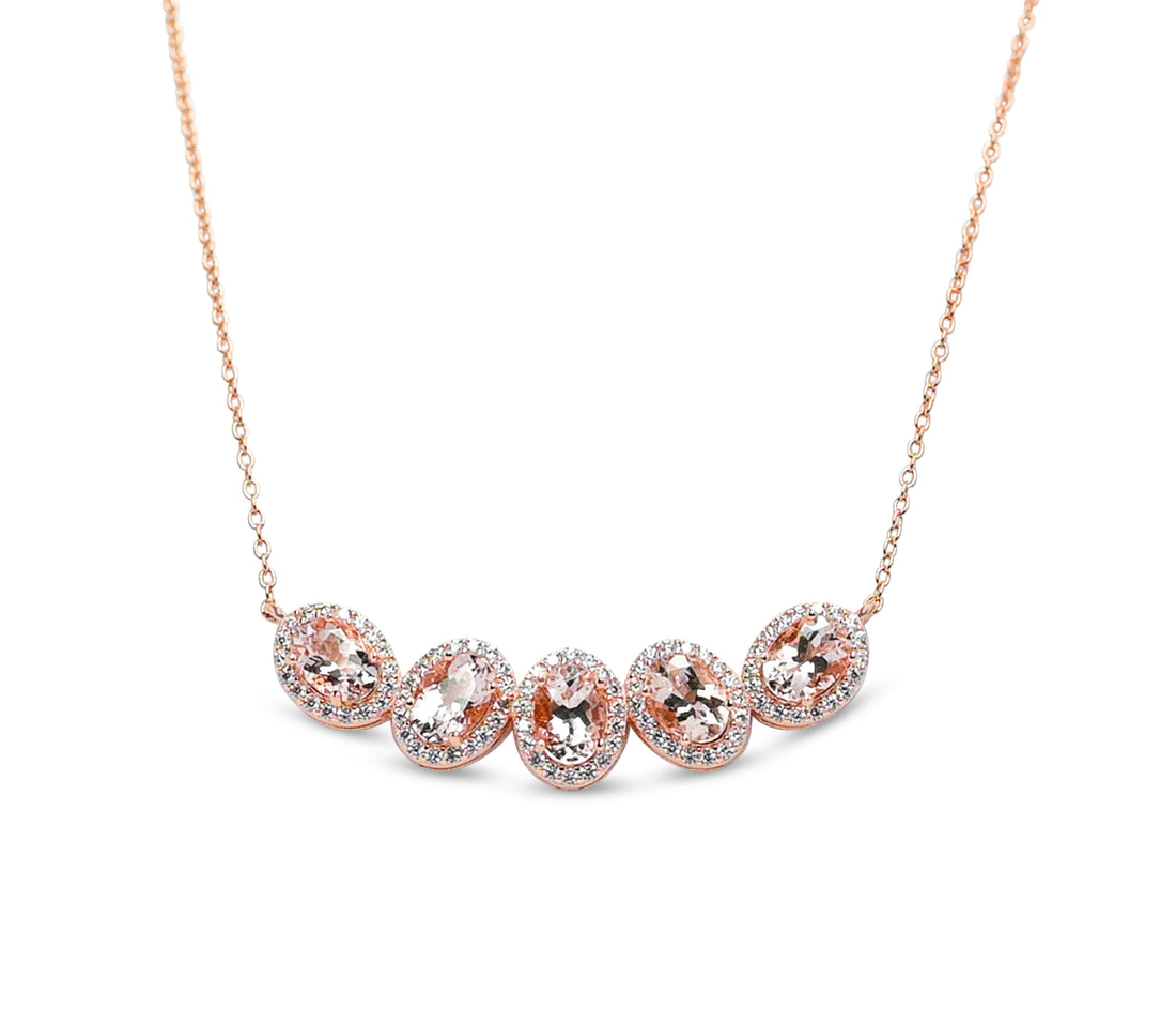 3.61 Carat Morganite Necklace: A Natural Gemstone Masterpiece (PJC6816N-A)