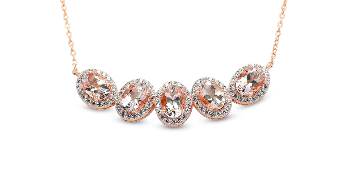 3.61 Carat Morganite Necklace: A Natural Gemstone Masterpiece (PJC6816N-A)