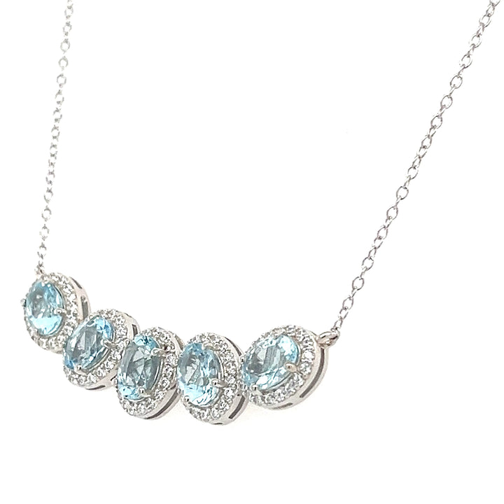 5-Stone 7x5mm Oval-Cut Rhodium Necklace: Luxury Redefined (PJC6816N-D)