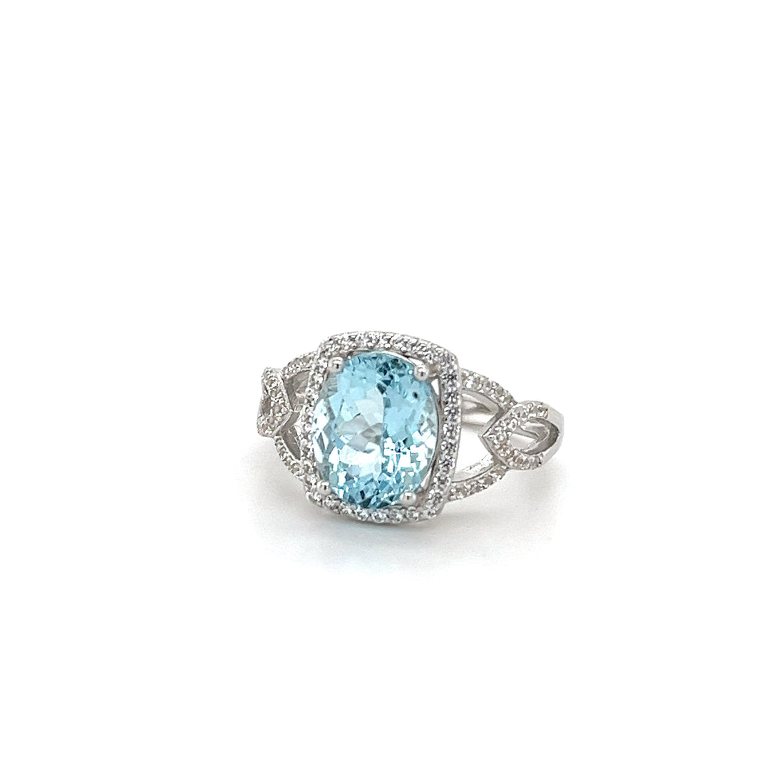 Sterling Silver Rhodium Plated Ring with 1 Oval 2.71ct Untreated Aquamarine (PJC9171R)