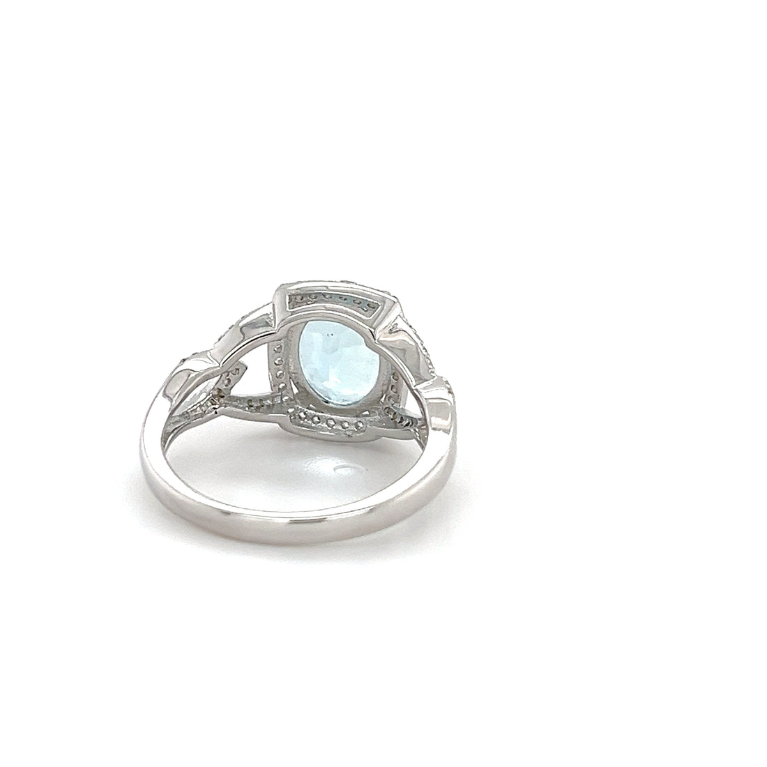 Sterling Silver Rhodium Plated Ring with 1 Oval 2.71ct Untreated Aquamarine (PJC9171R)