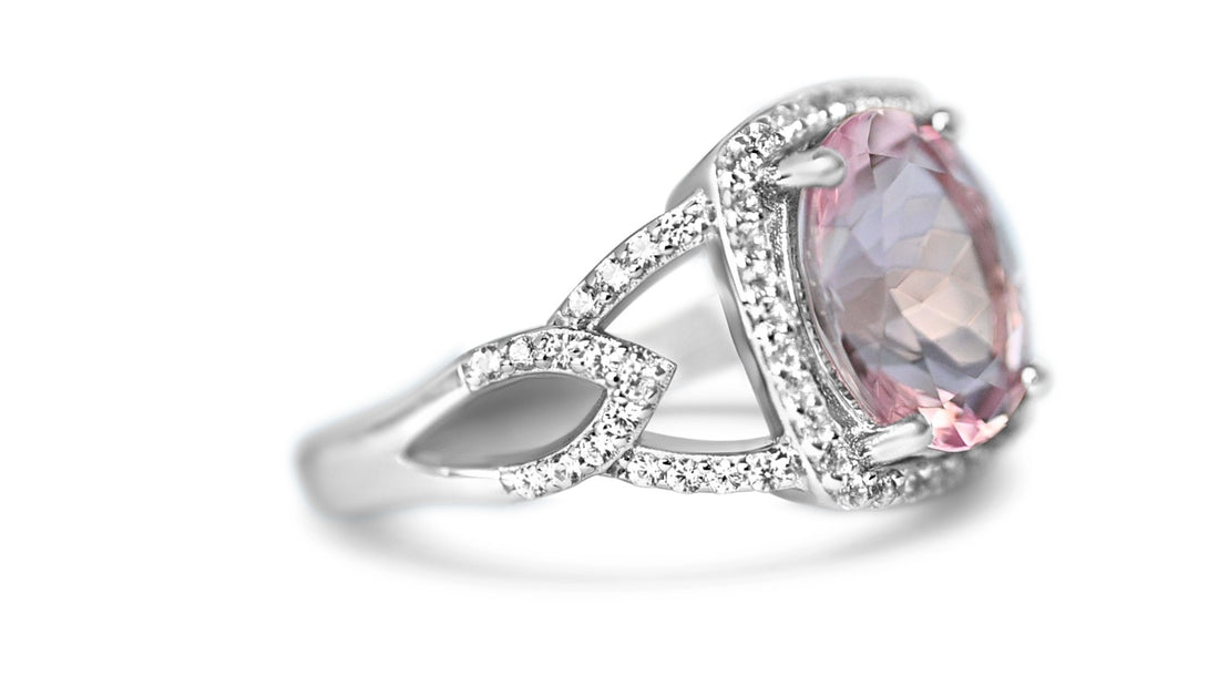 2.22ct Oval Pink Morganite Sterling Silver Ring (PJC9171R)